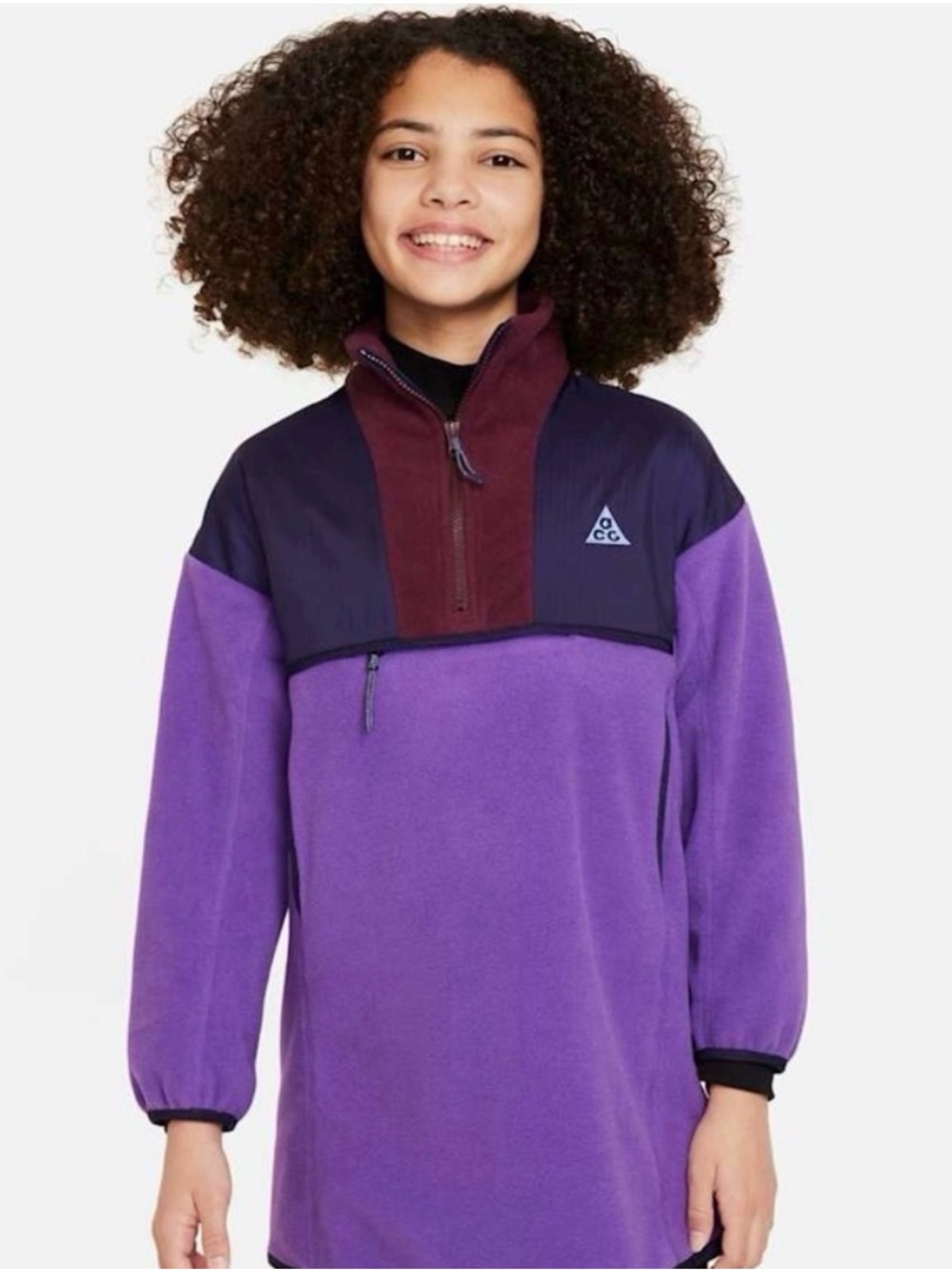 Nike ACG Wolf Tree pullover hoodie quarter zip polartec purple women XS girls M